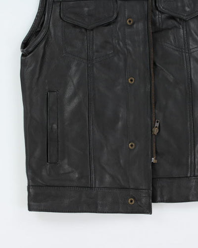 Vintage 90's Leather Biker Sleeveless Vest - M