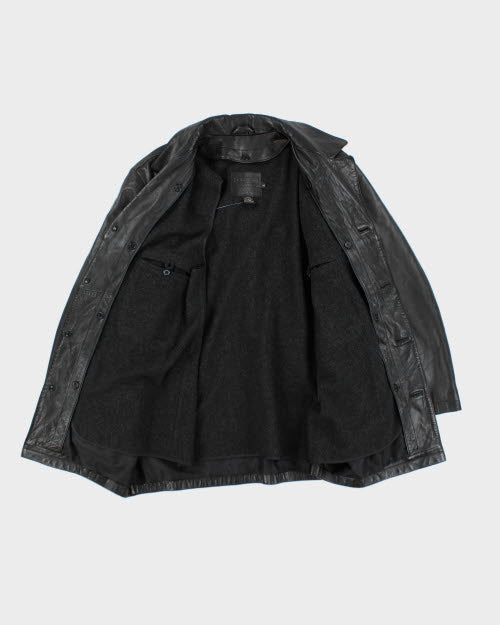 Vintage 90's Double Breasted Button Up Leather Jacket - L