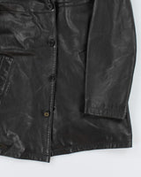 Vintage 90's Double Breasted Button Up Leather Jacket - L