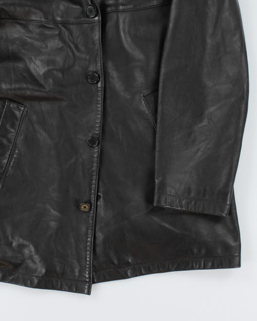 Vintage 90's Double Breasted Button Up Leather Jacket - L