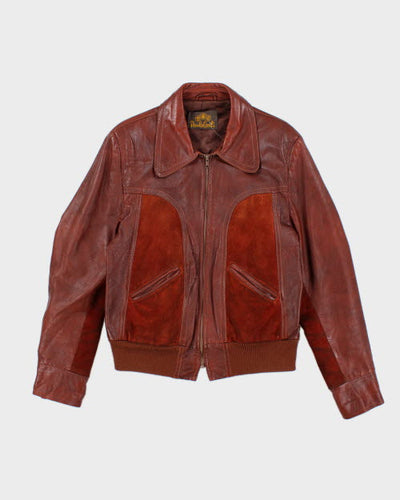 Vintage 70's Panelled Leather Zip Up Jacket - M