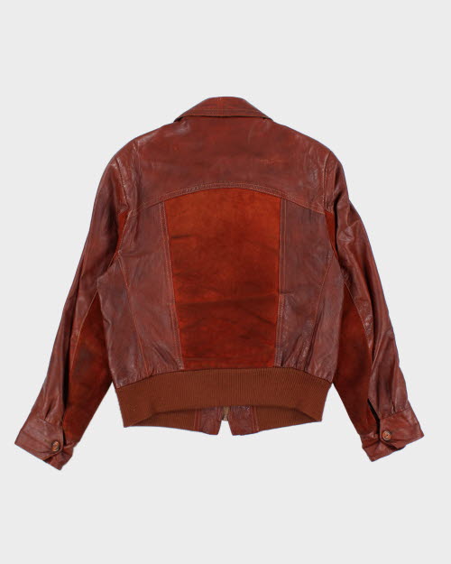 Vintage 70's Panelled Leather Zip Up Jacket - M