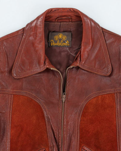 Vintage 70's Panelled Leather Zip Up Jacket - M