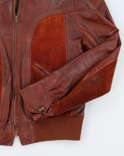 Vintage 70's Panelled Leather Zip Up Jacket - M