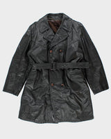Vintage 80's Sears Long Leather Double Breasted Jacket - L