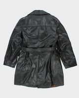 Vintage 80's Sears Long Leather Double Breasted Jacket - L