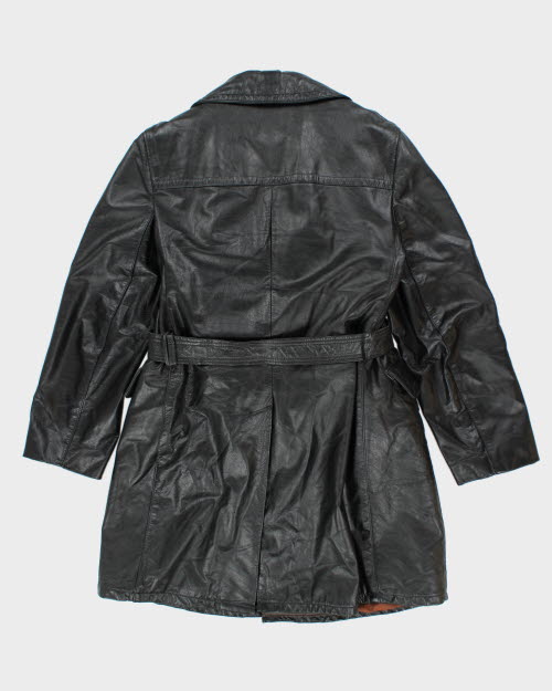 Vintage 80's Sears Long Leather Double Breasted Jacket - L