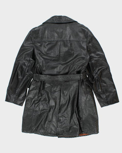 Vintage 80's Sears Long Leather Double Breasted Jacket - L