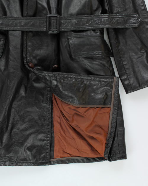 Vintage 80's Sears Long Leather Double Breasted Jacket - L