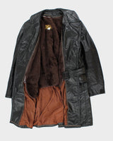 Vintage 80's Sears Long Leather Double Breasted Jacket - L