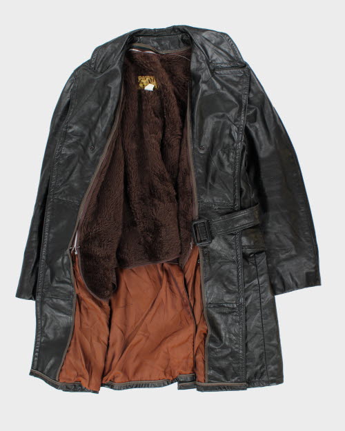 Vintage 80's Sears Long Leather Double Breasted Jacket - L