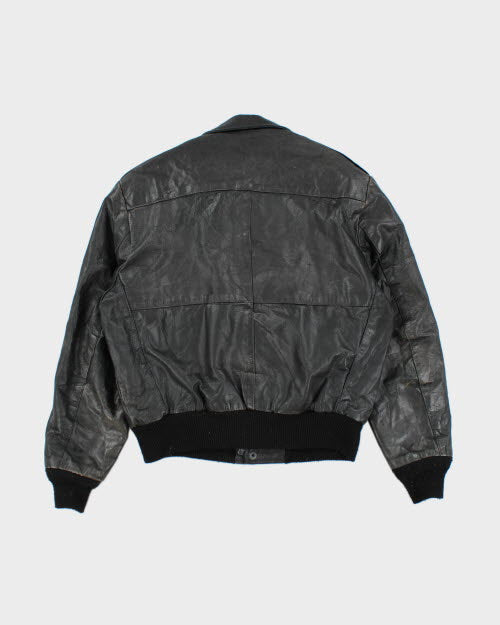 Vintage 80's Genuine Leather Bomber Jacket - L