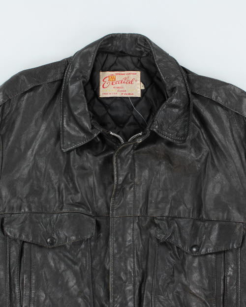 Vintage 80's Genuine Leather Bomber Jacket - L