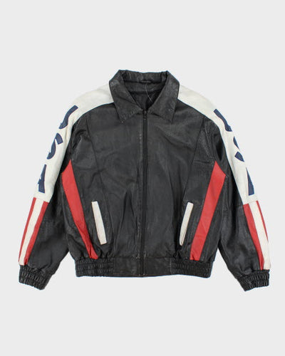 Vintage 90's Oversized USA Leather Jacket - L