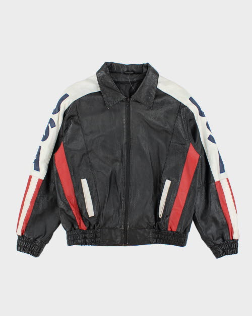 Vintage 90's Oversized USA Leather Jacket - L