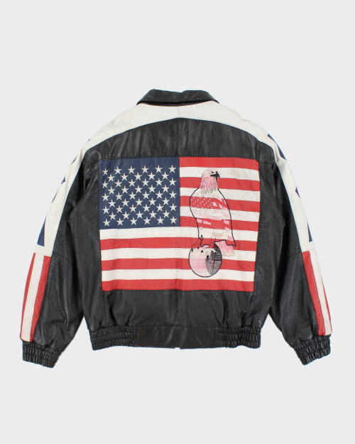 Vintage 90's Oversized USA Leather Jacket - L