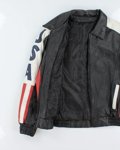 Vintage 90's Oversized USA Leather Jacket - L
