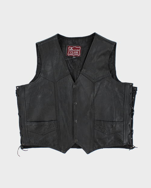 Vintage 90's Heavyweight Leather Biker Vest - XL