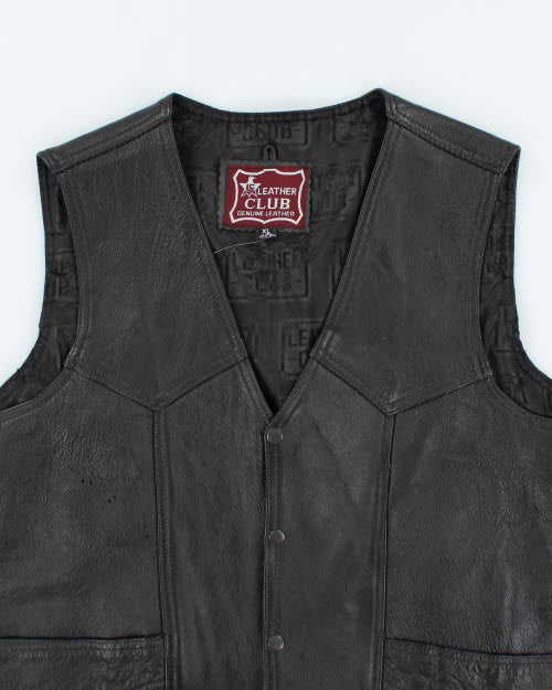 Vintage 90's Heavyweight Leather Biker Vest - XL