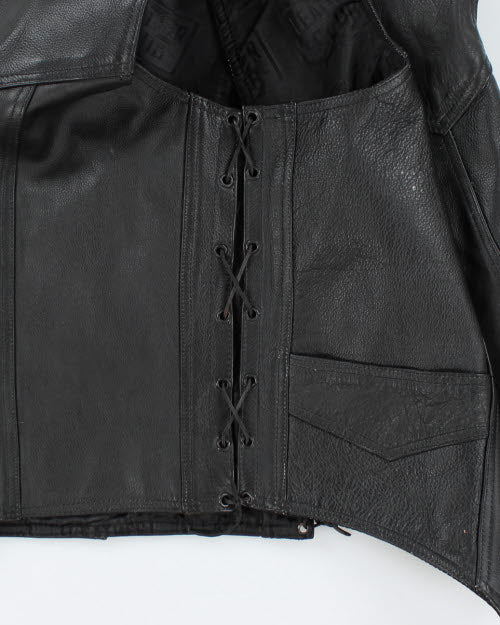 Vintage 90's Heavyweight Leather Biker Vest - XL