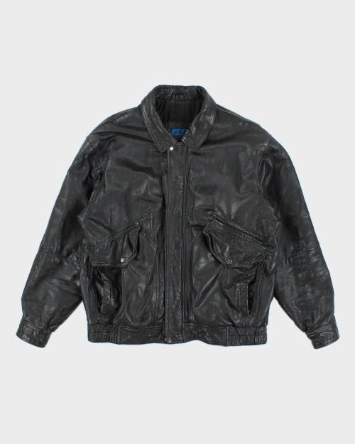 Vintage 90's Heavyweight Leather Bomber Jacket - M
