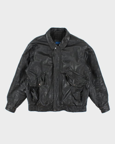 Vintage 90's Heavyweight Leather Bomber Jacket - M