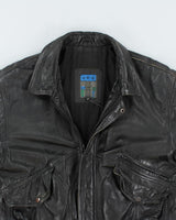 Vintage 90's Heavyweight Leather Bomber Jacket - M