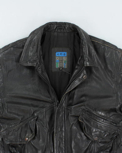 Vintage 90's Heavyweight Leather Bomber Jacket - M