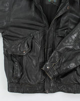 Vintage 90's Heavyweight Leather Bomber Jacket - M
