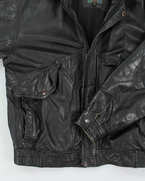 Vintage 90's Heavyweight Leather Bomber Jacket - M