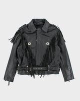 Vintage 90's Traditional Western Fringe Leather Jacket - M