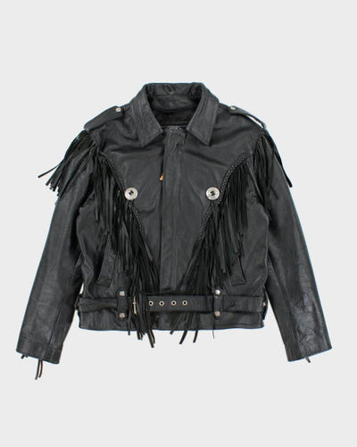 Vintage 90's Traditional Western Fringe Leather Jacket - M