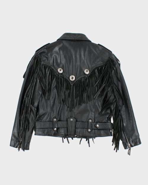 Vintage 90's Traditional Western Fringe Leather Jacket - M