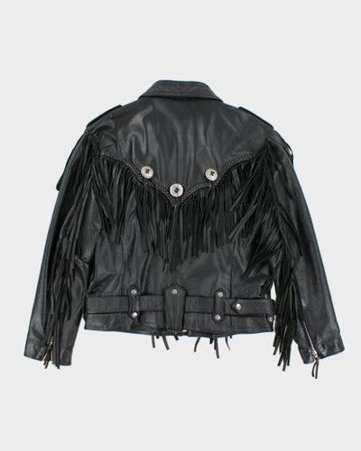 Vintage 90's Traditional Western Fringe Leather Jacket - M