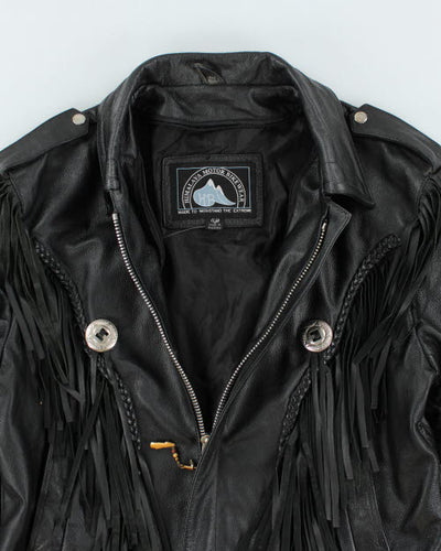Vintage 90's Traditional Western Fringe Leather Jacket - M