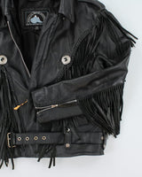 Vintage 90's Traditional Western Fringe Leather Jacket - M