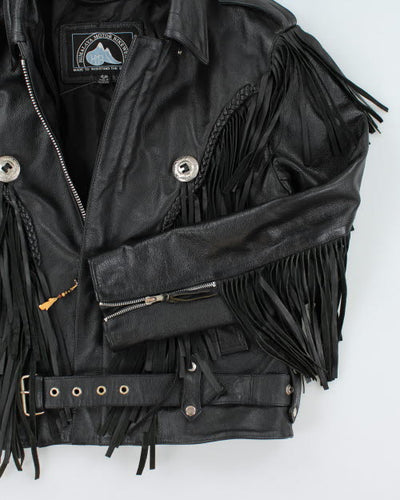 Vintage 90's Traditional Western Fringe Leather Jacket - M