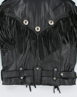 Vintage 90's Traditional Western Fringe Leather Jacket - M