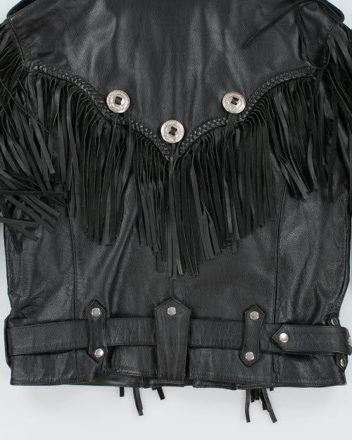 Vintage 90's Traditional Western Fringe Leather Jacket - M