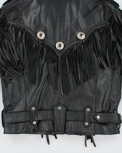 Vintage 90's Traditional Western Fringe Leather Jacket - M