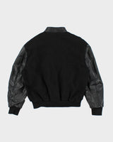 Vintage 90's Leather Embroidered Varsity Jacket - M