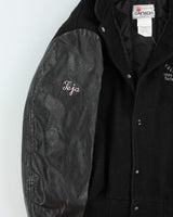 Vintage 90's Leather Embroidered Varsity Jacket - M