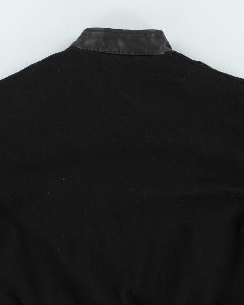 Vintage 90's Leather Embroidered Varsity Jacket - M