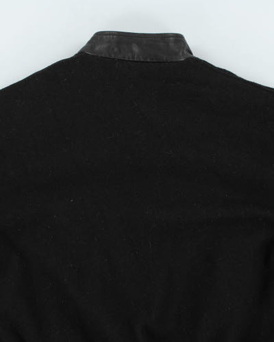 Vintage 90's Leather Embroidered Varsity Jacket - M