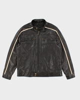 Vintage Y2K G21 Striped Leather Jacket - L