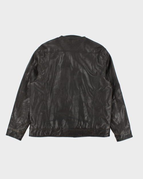 Vintage Y2K G21 Striped Leather Jacket - L
