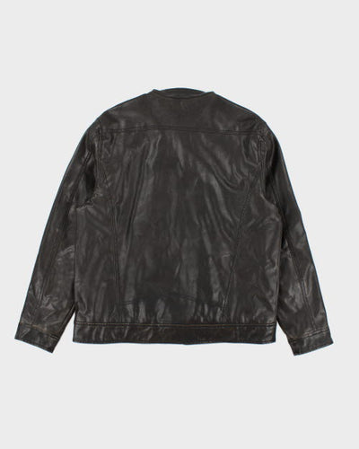 Vintage Y2K G21 Striped Leather Jacket - L
