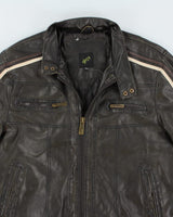 Vintage Y2K G21 Striped Leather Jacket - L