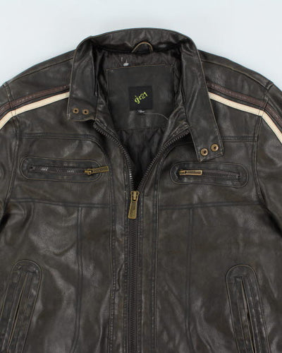 Vintage Y2K G21 Striped Leather Jacket - L