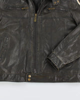 Vintage Y2K G21 Striped Leather Jacket - L
